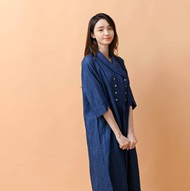 [Natural Garden] MADE N double mother-of-pearl denim linen dress_High quality material, denim fabric material, daily outfit_ made in KOREA